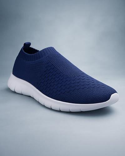 Image of Kraasa Tread Walking Shoes for Men | Knitted Slip-On Sneakers