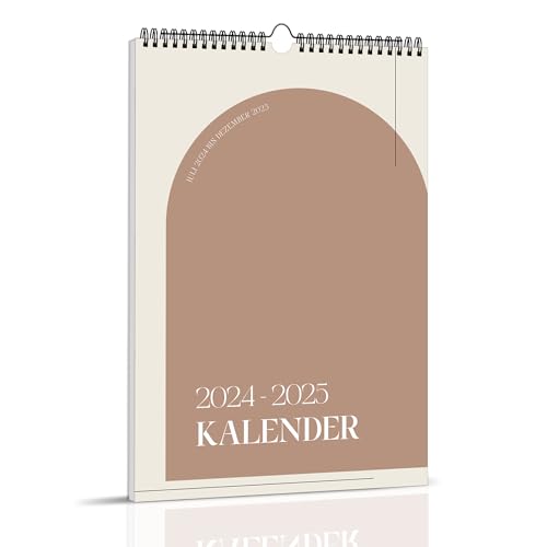 BIROYAL Wandkalender 2025, Ästhetischer minimalistischer Kalender 2025, Familienplaner Juli 24 - Dez 25, Familienkalender 2025 mit Jahreskalender Planung (Reisbraun, 254x380 mm)