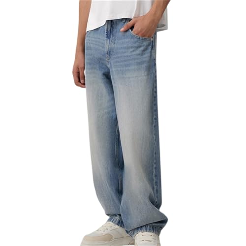 Men Wide Leg Baggy Jeans Y2k Loose Denim Pants Mid Rise Vintage Carpenter Jeans Trendy Straight Leg Denim Trousers