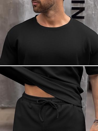 Image of Vogaan Men's T-Shirt and Shorts Set | Top & Shorts Night Suits Set | Night Wear for Men