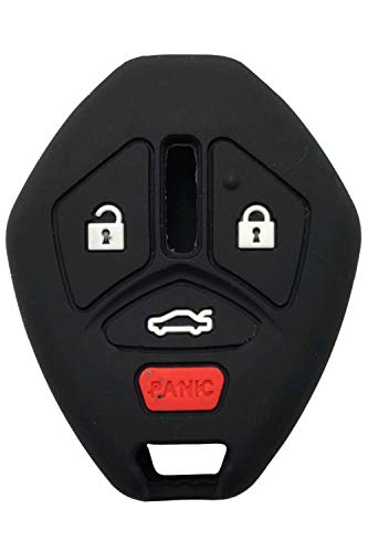 Grakest Silicone Protector Key Fob Cover Case fit for Mitsubishi Eclipse Lancer Outlander Galant Endeavor Keyless Entry Key Fob Glove (Black Red)