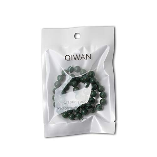 Qiwan 45PCS 8mm Natural African Jade Round Loose Stone Beads for Bracelet Necklace Earrings Jewelry Making Crafts Design Healing 1 Strand 15"