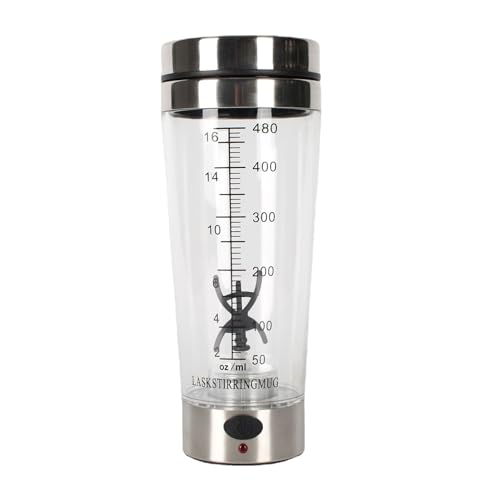 fxwtich Safe Mixing Cup 500ml Electric Protein Shaker Bottle Portable Mixer Blender Water Automatic for Gym Fitness Workout Durable Shatterproof Ideal Shakes Clear 500ML