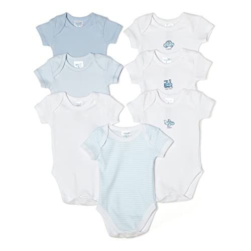 Image of Spasilk 100% Cotton Assorted Short Sleeve Lap Shoulder 7-Pack Bodysuit