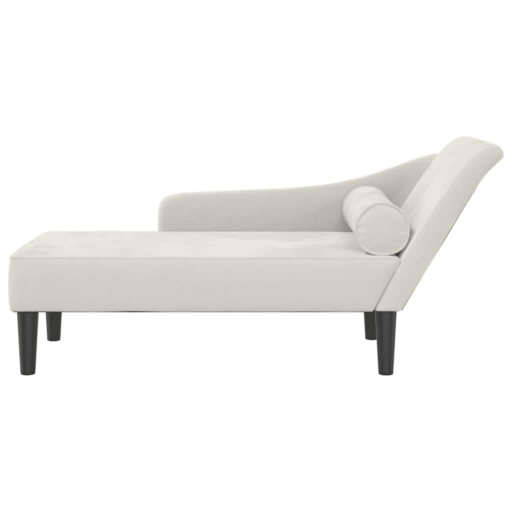 Szezlong z poduszką, kremowy, aksamitny, 141 x 55,5 x 66,5 cm, ergonomiczny, wyściełany, do salonu, sypialni, komfort