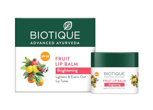 Biotique Fruit Whitening/Brightening Lip Balm SPF 50 | Hydrated and Nourishing Lips | Visibly Lighter Lips | Evens Out Lip Tone | De-pigmentation Balm |100% Botanical Extracts| All Skin Types | 10gm at ₹145 (42% Off) - Amazon