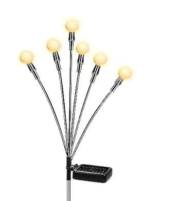 TERXA 6 LED Head Solar Powered Firefly Solar Lights | Outdoor Waterproof Solar Garden Lights | Solar Starburst Swaying Lights | Solar Decor Lights | Pathway Decoration Light (Set of 1,Multicolor)