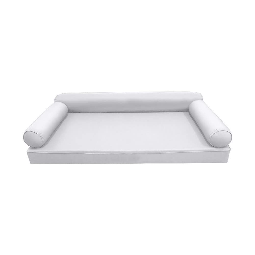 Prolinemax Style6 Crib Size 4PC Pipe Trim Outdoor Daybed Mattress Cushion Bolster Pillow Slip Cover Complete Set AD105