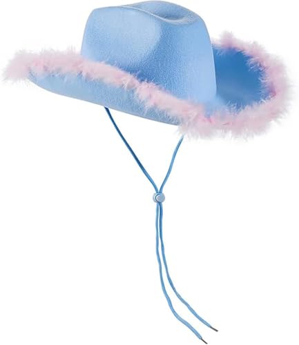 OZYILIAN Cowboy/Cowgirl Hut Federboa für Frauen Unisex Cowgirl Hut für Party Kostüm Dress Up All Ages(#2M One Size)