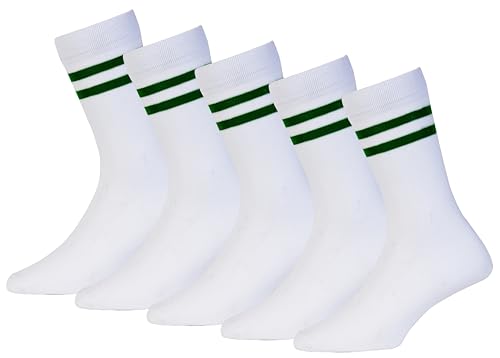 Image of RC. ROYAL CLASS Boys & Girls Calf Length White Bottle Green Striped DPS School Socks (Pack of 5 Pairs)