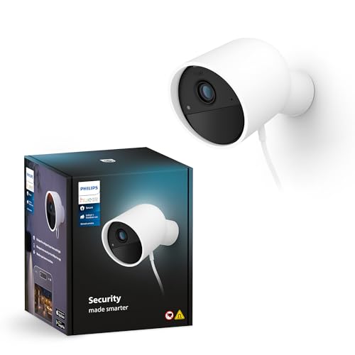 Philips Hue Secure Wired Camera-1 Pack, 1080P Resolution, Notifications, Seamless Integration, Continuous Power, Indoor and Outdoor, White. Free 24-Hour Video History by Philips Hue - Used condition - US$44.99