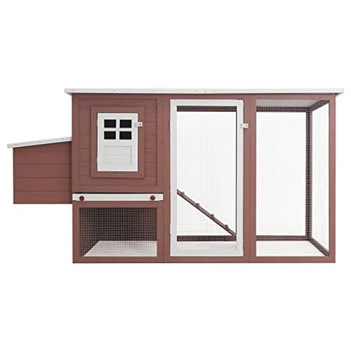 DCRAF Home Products-Outdoor Hühnerkäfig Hühnerhaus mit 1 Eierkäfig, braunes Holz – Bild 4
