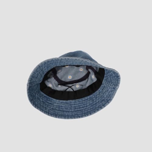 Sombrero Bucket de mezclilla azul con flores miniatura 4