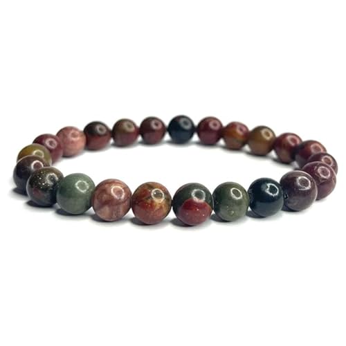 Felicidade Bracelet en Jaspe Héliotrope Naturel – Perles de 8 mm – Pierre de Protection, Énergie & Équilibre – Bijou Énergétique Unisexe – Idée Cadeau Bien-Être & Lithothérapie