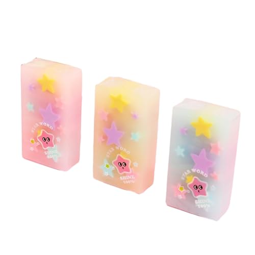 6pcs - Jelly Semi Transparent Star Eraser Art Drawing Sketching Eraser-Star Eraser