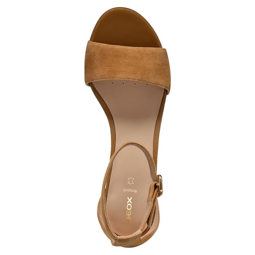 Geox D Virnilisa 65 S A - Sandalo Con Tacco Donna, Cognac, - 5