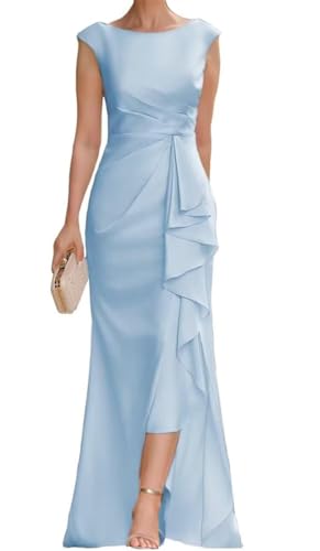 Robe de Bal Mère de la Mariée Satin Sirène Col Scoop Longue ZMAH343