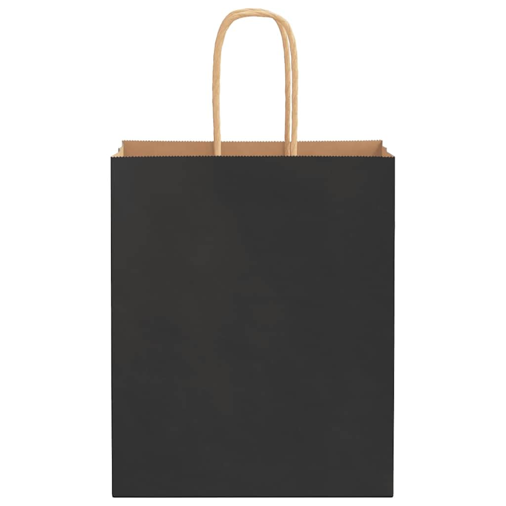 vidaXL Bolsas de Papel con Asas 250 uds Negra 18x8x22 cm, Bolsa de Papel, Bolsa de Papel para Regalo, Bolsa de Regalo de Papel