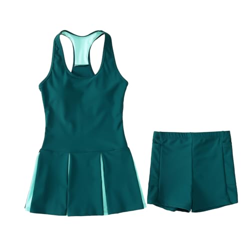 Image of IZYJOY Kids Girls Tennis Golf Dress Outfit Sleeveless Racerback Dresses with Shorts Pockets Sport Athletic 2 Piece Sets