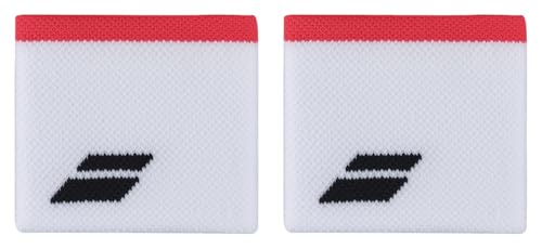 Babolat Logo Wristband 5UB1261-1089 - Unisex Adult Tennis Players - White/Strike Red - 2.95 inches
