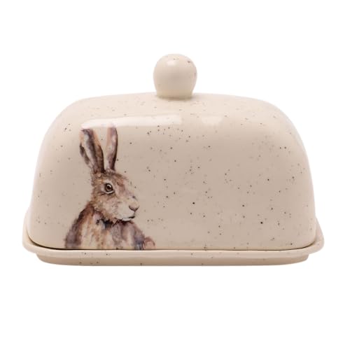 Meg Hawkins Ceramic Country Hare - Butter Dish - 18 cm, Off-white