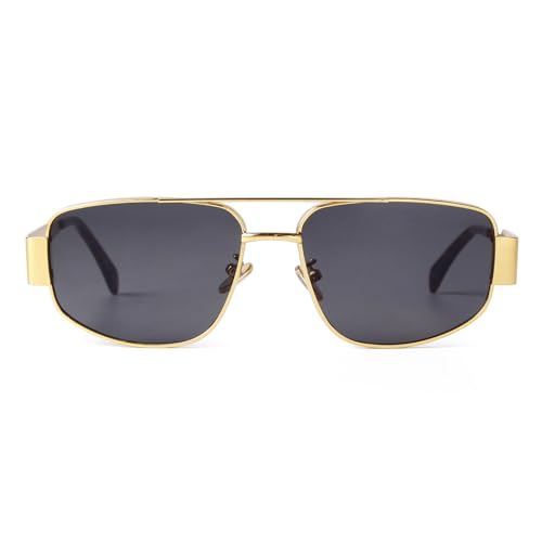ADE WU Trendy Square Aviator Sunglasses for Women Men Vintage Gold Metal 03 Pilot Sun Glasses 57mm3