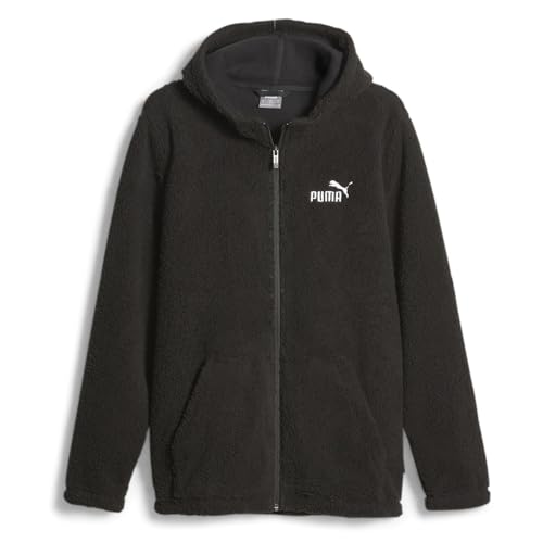 PUMA Mens Essentials Elevated Sherpa Full-Zip Hoodie Casual Outerwear Casual Pockets - Black