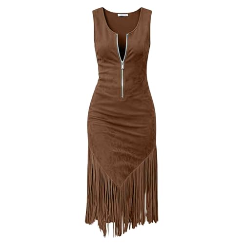 Vestido occidental con flecos estilo vintage sin mangas para moda country mujer 5