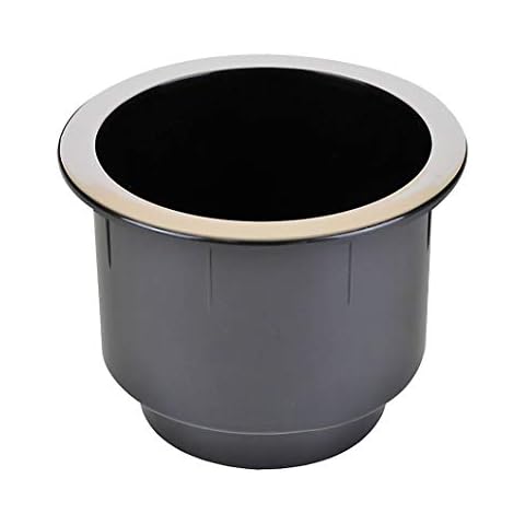 Black Plastic Cup Holder W/Chrome Rim for Sofa Recliner Boat RV Patio Poker Table Car Truck or Anything! (2) Cover