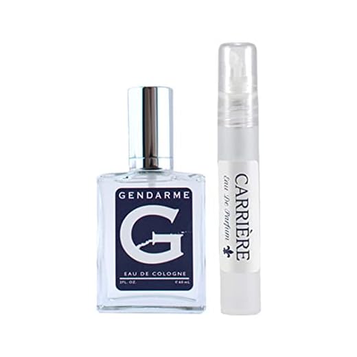 Gendarme Cologne Spray 2 oz for Men and Carriere Eau De Parfum for Women Travel-Size Spray Bundle (Spray Glass + Refillable Purse Spritzer)