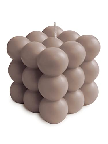 nudu - Bubble Kerze - Deko Kerze aus natürlichem Bienenwachs - Sojawachs - Handmade - aesthetic room decor - nachhaltig - Candle 141g - Taupe