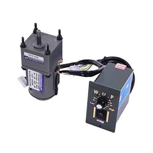 Electric Gear Reduction Motor AC 110V Adjustable Variable Gear Reducer Motor, 6W 20K 0-1400rpm Reversible High Torque Variable Speed Gear Motor with Speed Controller(Reduction Ratio 1:20)