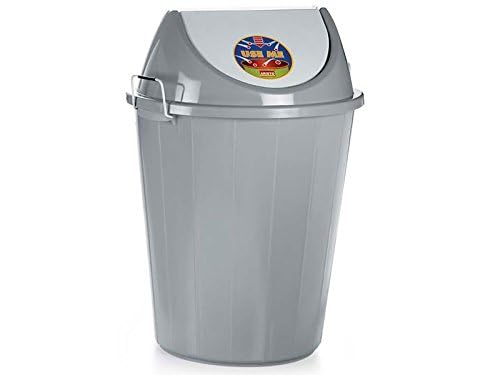 ARISTO Swing Lid Dustbin with Metal Side Handle 60 LTR Grey