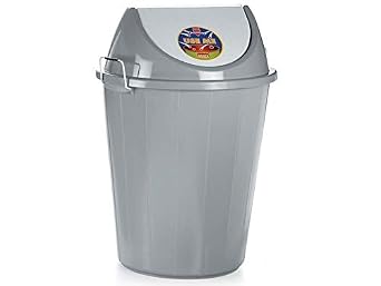 ARISTO Swing Lid Dustbin with Metal Side Handle 60 LTR Grey