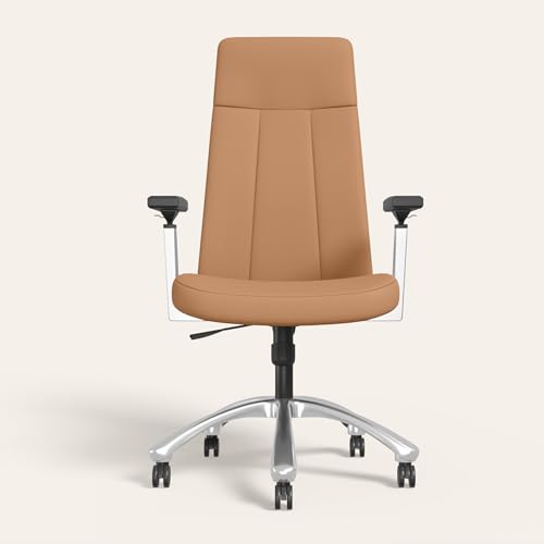Image of Interio by Godrej Thrill Executive High Back Leatherette Executive Chair Tan, 3 Position Recline Lock