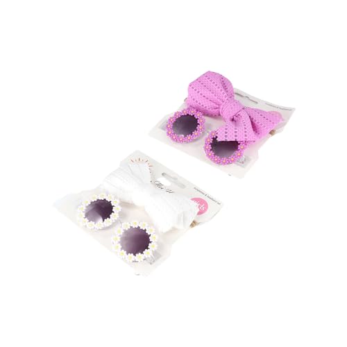 Set 2 accesorios perro con gafas y diadema floral miniatura 2
