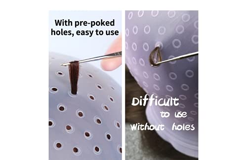 Milange Pre-Punched Highlight Cap 2 Sets (White And Purple) Open Holes Reusable Silicone Hair Highlighting Dye Cap With Hook Hair Caps For Highlights Professional Tipping Cap For Home And Salon Use #TOP4