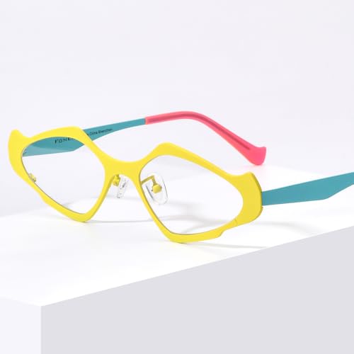 Image of FONEX Colorful Pure Titanium Glasses Frame Women Retro Round Eyeglasses