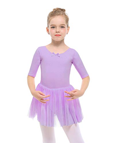 STELLE Toddler/Girls Cute Tutu Dress Ballet Leotard for Dance, Purple, XS(3Y)