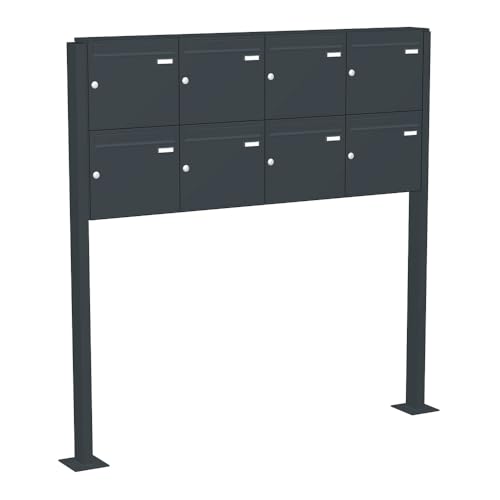 Briefkastenanlage | KNOBLOCH | Freistehend zum Aufschrauben | Anthrazit | 8-Fach | senkrechte Kästen