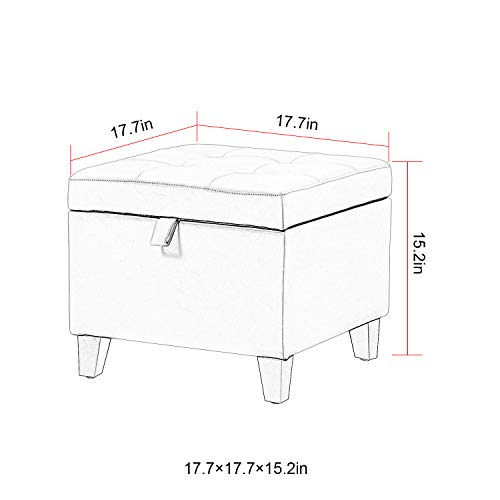 Asense Square Storage Ottoman Upholstered Tufted Foot Rest Stool With Hinged Lid (Faux Leather Brown) #TOP2