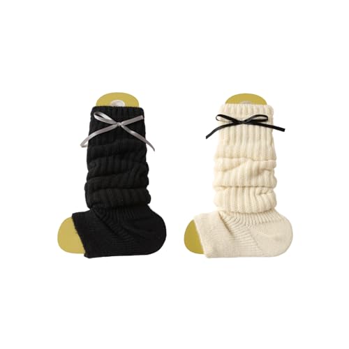 Image of 2 Pairs Women's Fashion Leg Warmers Winter Warm Knit Long Boot Socks Slouch Knee High 80s for Party Gifts