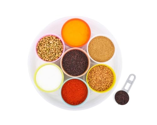Image of HomeWiz Round Masala Box 1500ml | BPA-Free Large Airtight Masala Dabba | Food Grade Transparent Spice Container For Kitchen | Masala Container Set with Measuring Spoons | For Spices & Dry Fruits