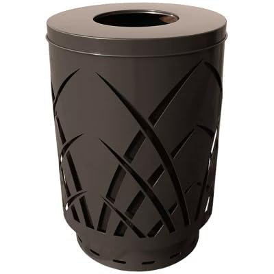 Prairie Grass Round 40 Gallon Commercial Trash Can | Steel Outdoor Industrial Trash Can with Dome Top | Great for Outdoor Public Spaces - Green