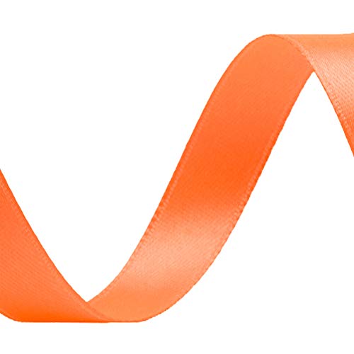 Image of Solid Color Double Faced Orange Satin Ribbon 5 /8 inch X 25 Yards, Ribbons Perfect for Crafts, Wedding Decor, Bow Making, Sewing, Gift Package Wrapping and More