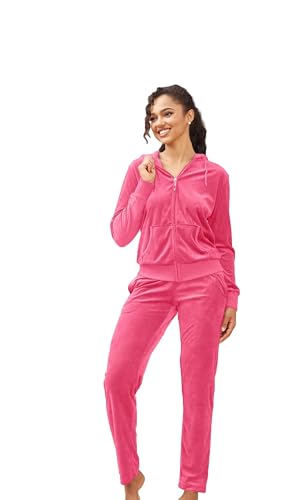 LeeHanTon Tuta da ginnastica da donna, in velluto, set da 2 pezzi