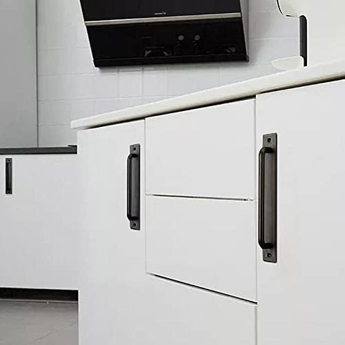 YPLonon Barn Sliding Door Handles 2PCS Garden Gate D Handles with Screws Heavy Duty Matt Pull Handles for Shed Balcony Cupboard Cabinet House Closet Doors - Center Hole Distance 160MM Black