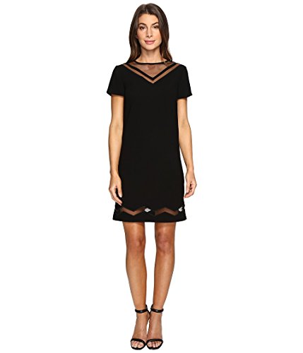 Tahari by ASL Women's Mesh Inset Sporty Shift Dress Black Dress