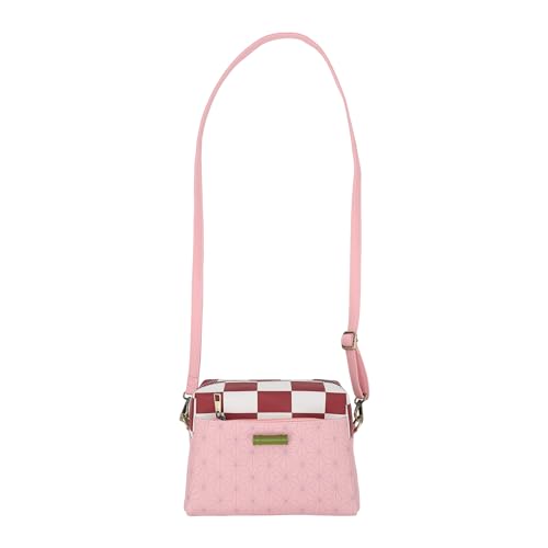 Demon Slayer Nezuko Metal Badge Women's Pink Crossbody Handbag2