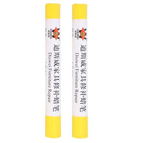 2PCS Wood Filler Sticks, Furniture Repair Kit Wood Markers Furniture Markers Touch up Wood Markers Wax Sticks for Scratches, Wood Floors (Yellow)